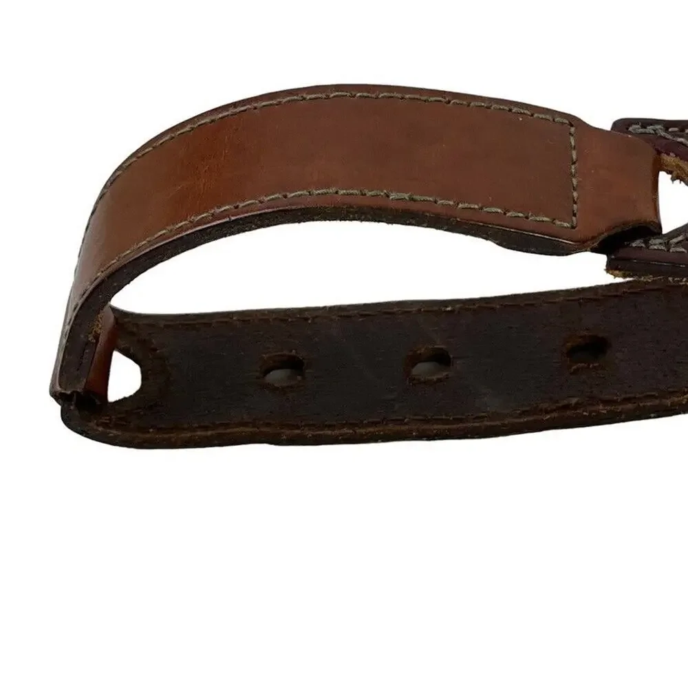 Fossil Womens Leather Brown Tan Gold Tone Buckle Adjustable 1.25